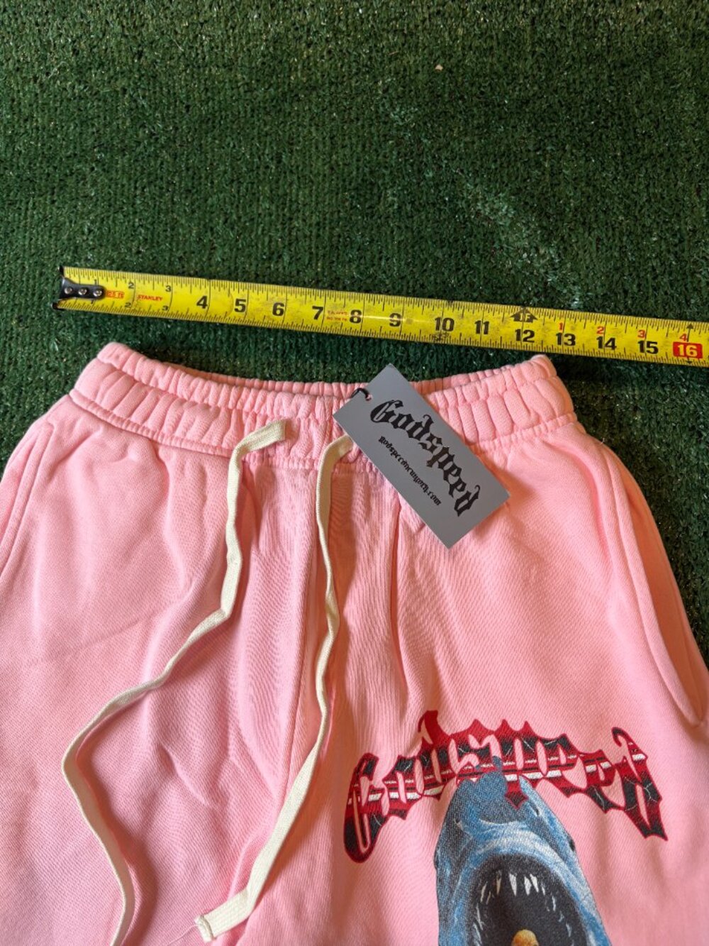 Godspeed Shark Graphic Sweat Shorts Pink NWT - Picture 6 of 6